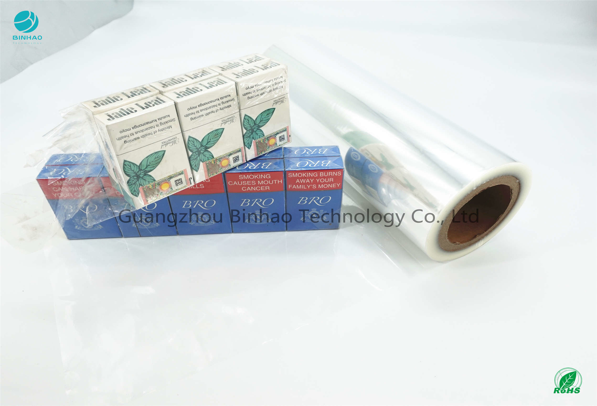 Film d'imballaggio del PVC di calore 76mm di 55% chiaro per il pacchetto della scatola del tabacco