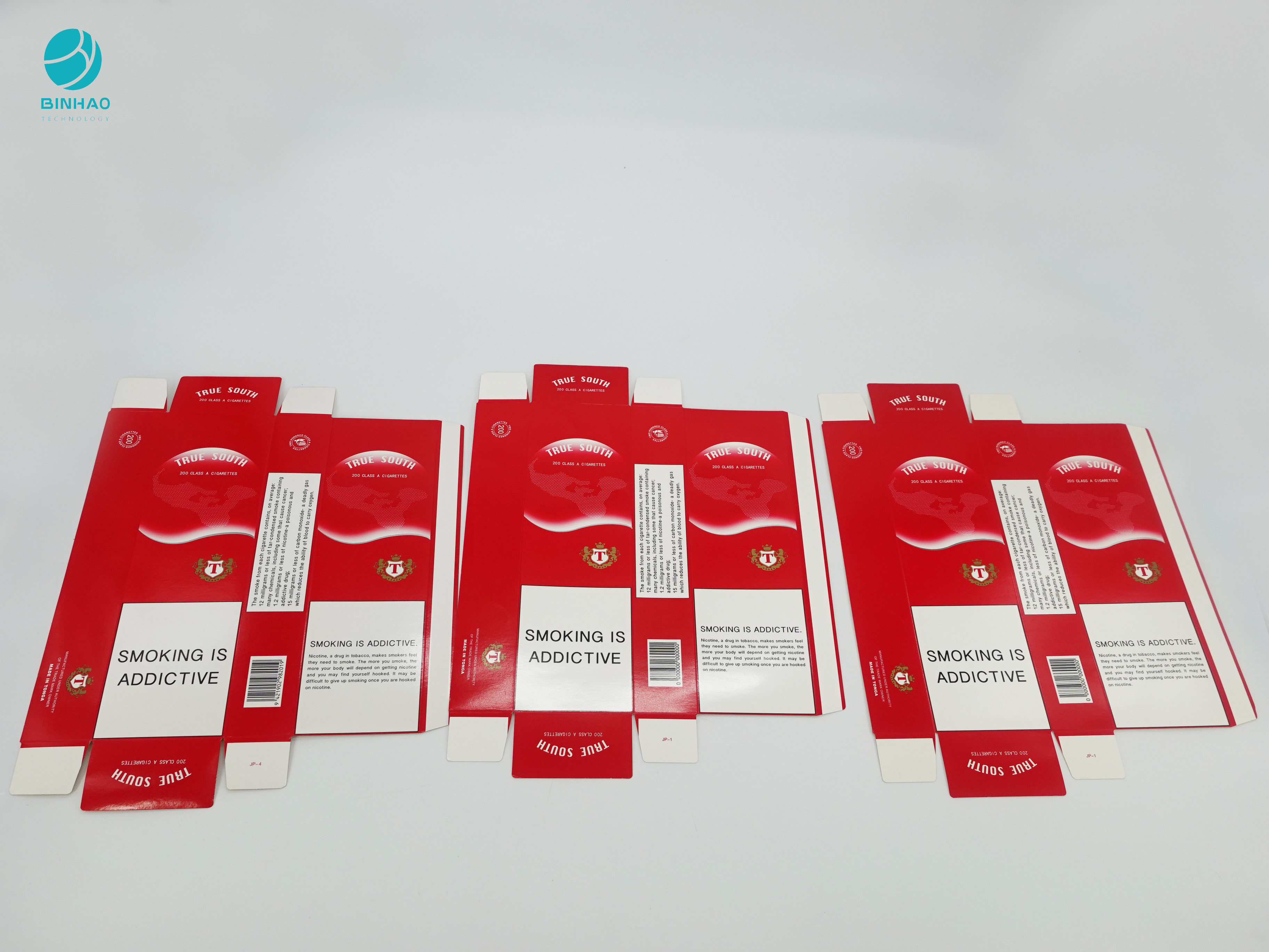 Il fondo rosso progetta il cartone per il cliente per il contenitore di imballaggio di fumo delle portasigarette