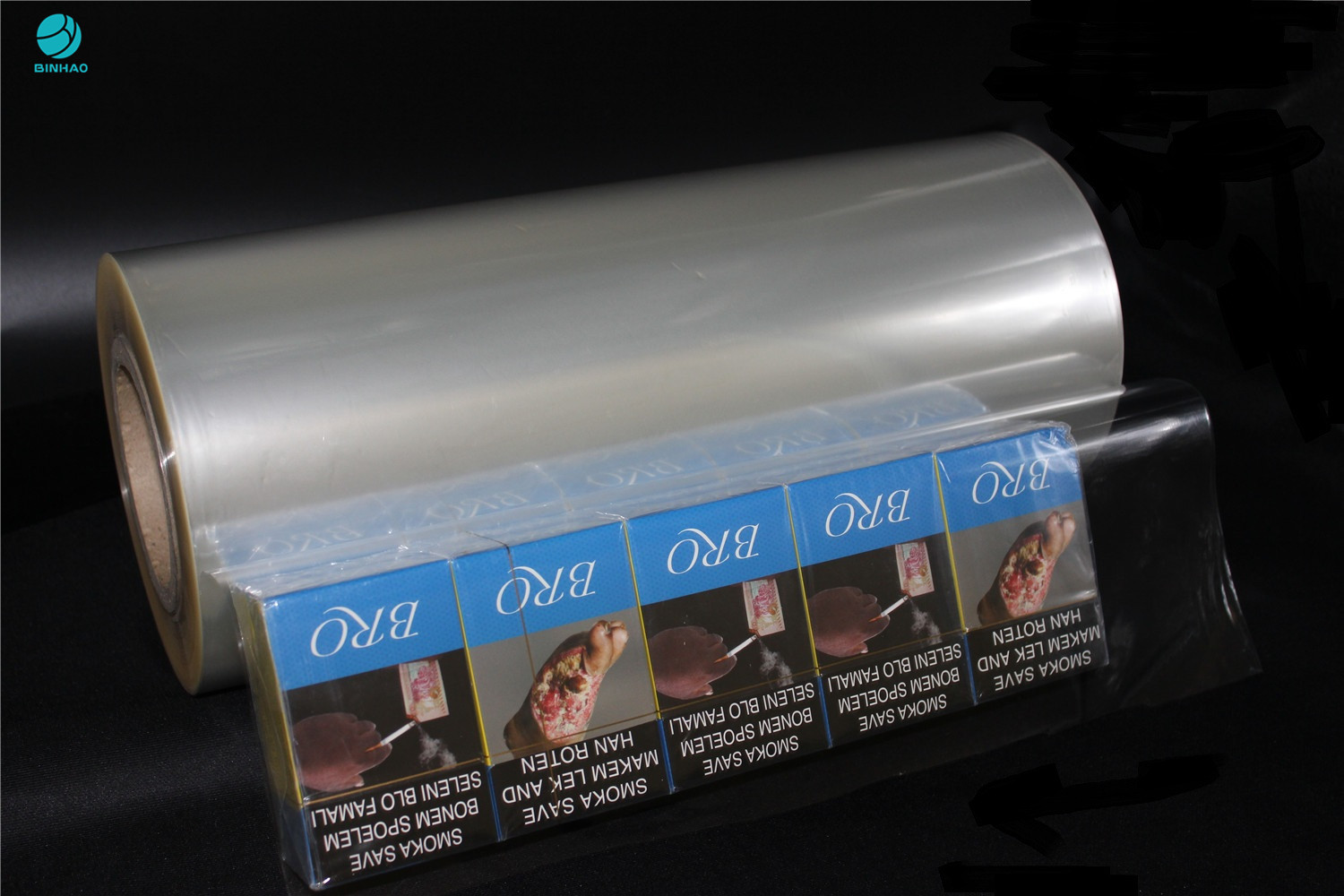 film d'imballaggio del PVC del cellofan trasparente di 360mm per l'imballaggio nudo del contenitore di sigaretta