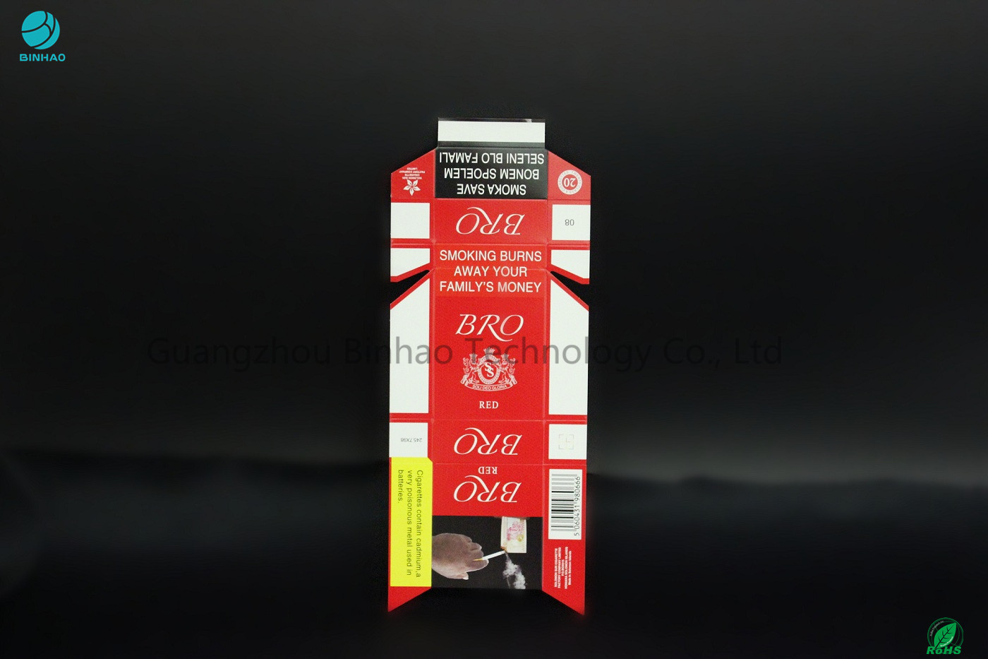 Intorno a o portasigarette quadrate della carta da stampa del bordo, scatola di d'imballaggio il tabacco standard